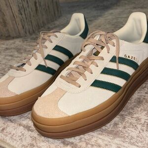 Adidas Gazelle Bold Beige and Green like new